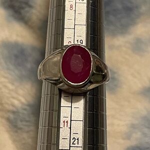 7 carat oval Natural Ruby Sterling Silver Ring for Men